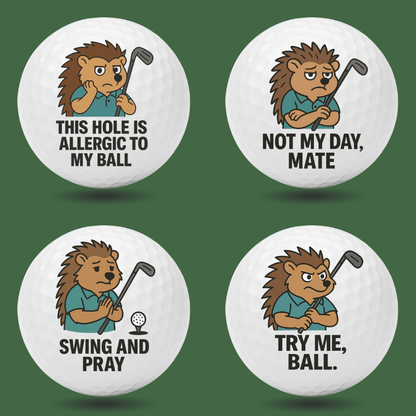 Spiky Hedgehogs funny hedgehog golf balls included in The Super Saver six set gift bundle