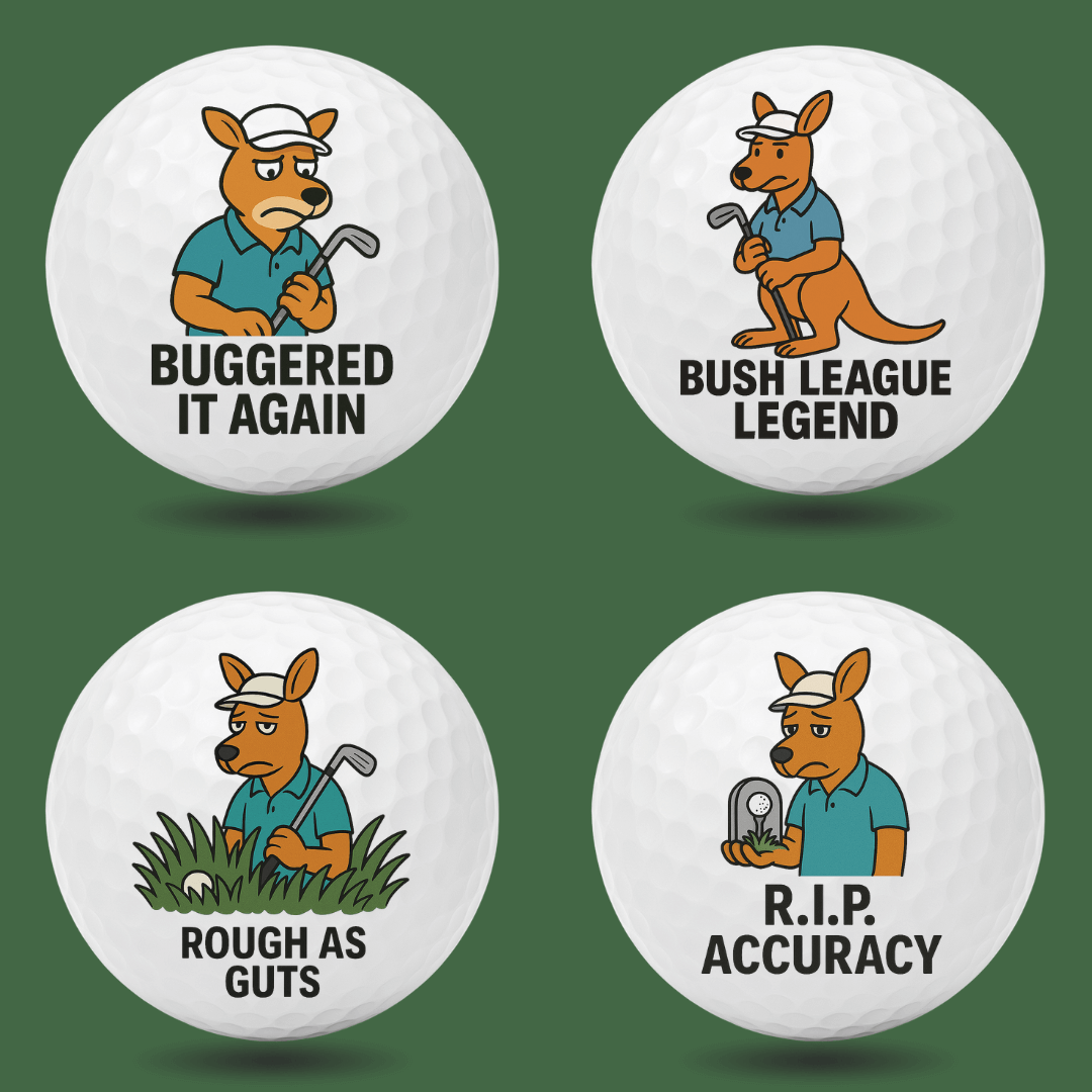 Roo Crew funny kangaroo golf balls, part of the Aussie Trio gift bundle