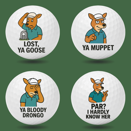 Roo'd Awakening Funny Kangaroo Golf Balls | Set of 4