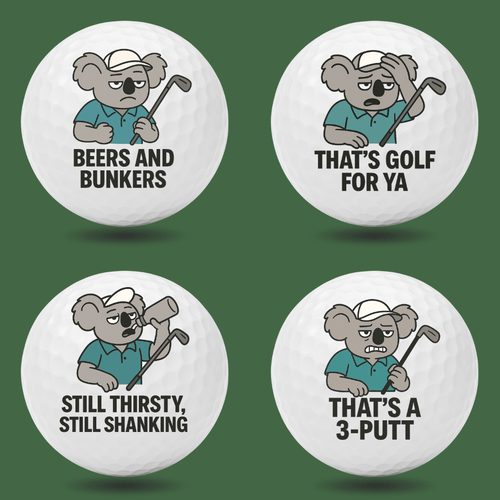 Koala Chaos Funny Golf Balls | Gift Set of 4