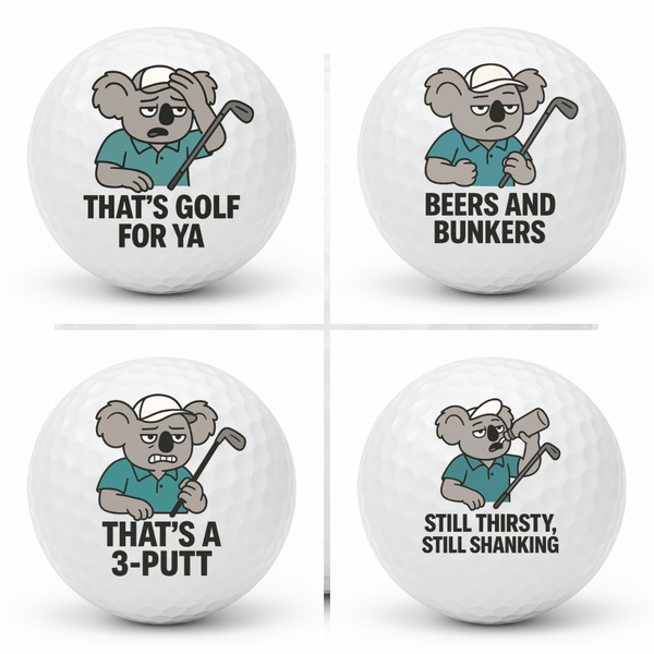 Koala chaos | Premium Novelty Golf Ball Set (4-Pack)