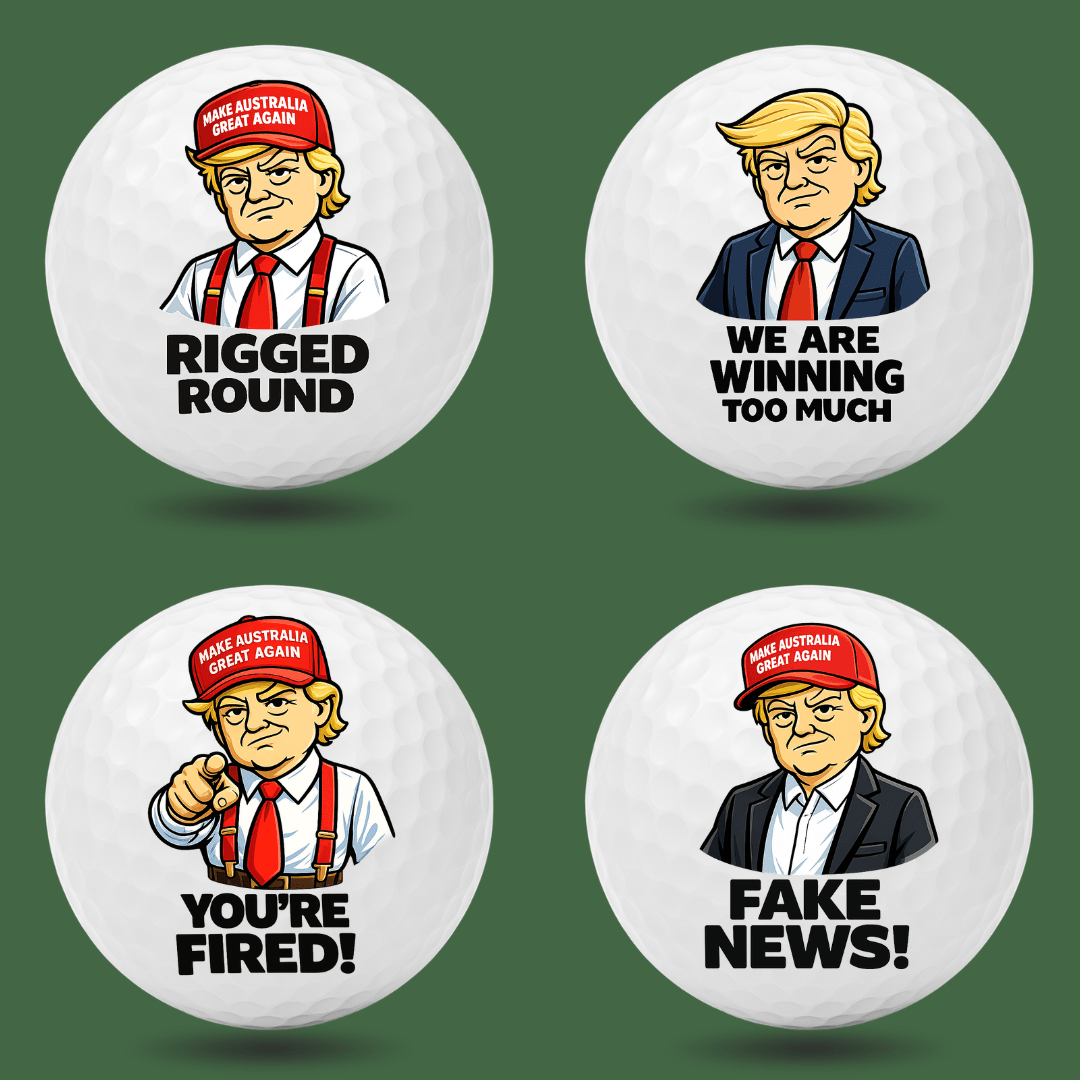 MAGA Mayhem funny golf balls gift set featuring four novelty designs