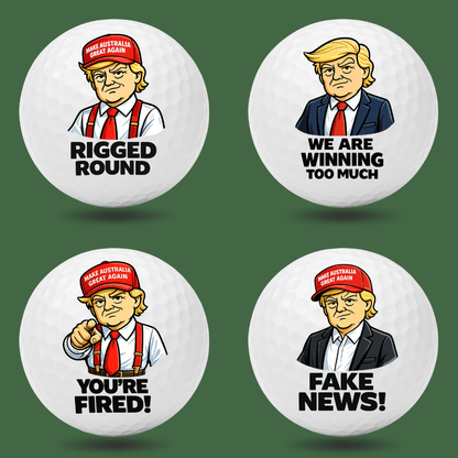 MAGA Mayhem funny golf balls gift set featuring four novelty designs