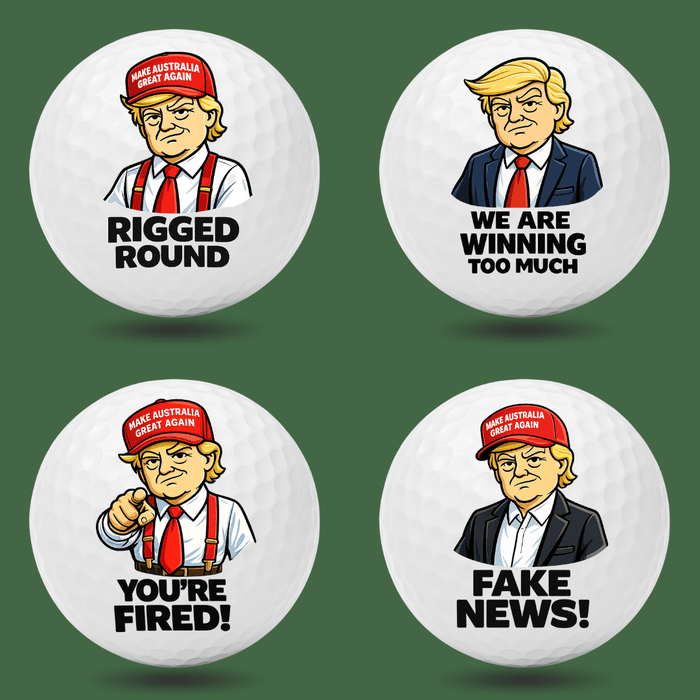 MAGA Mayhem funny golf balls gift set featuring four novelty designs
